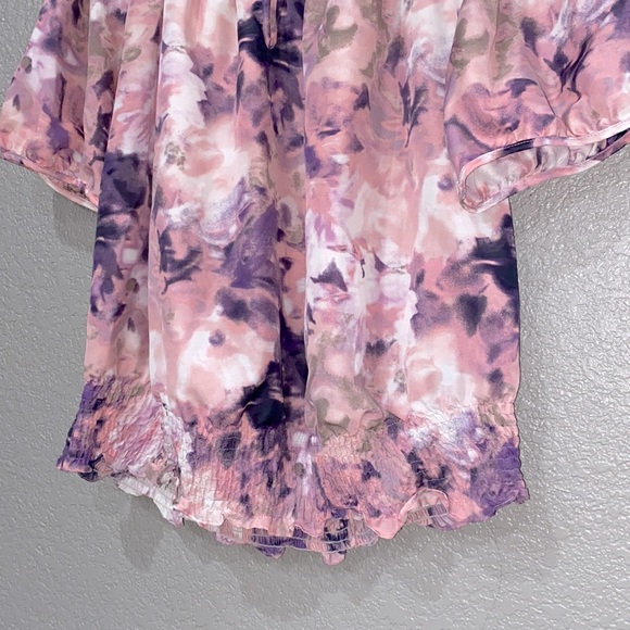 a.n.a plus size 1X peasant top tie dye smocked cropped fit top - Picture 5 of 6